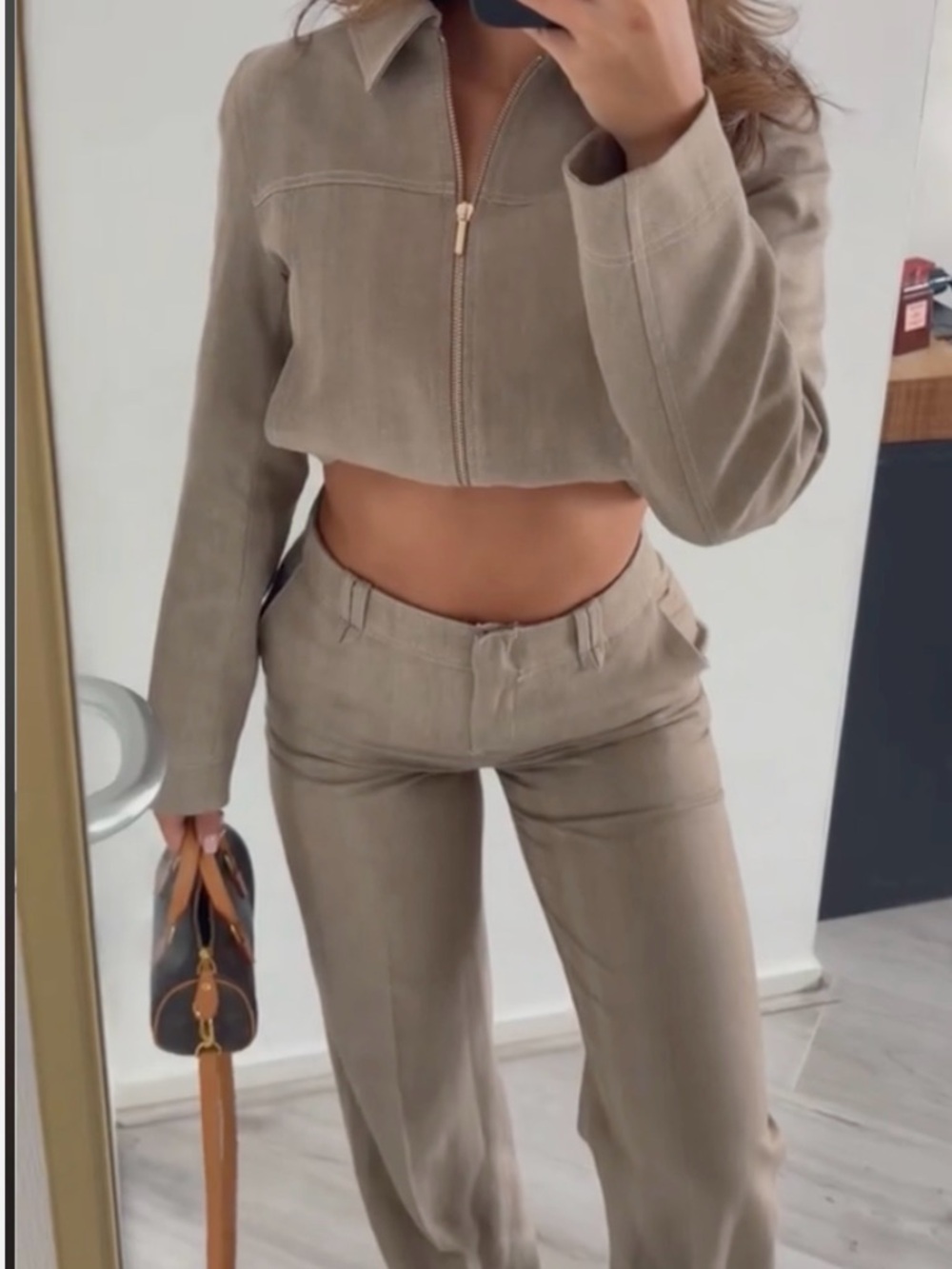 NWT‼️ZARA SHORT HERRINGBONE JACKET & STRAIGHT LEG HERRINGBONE PANTS